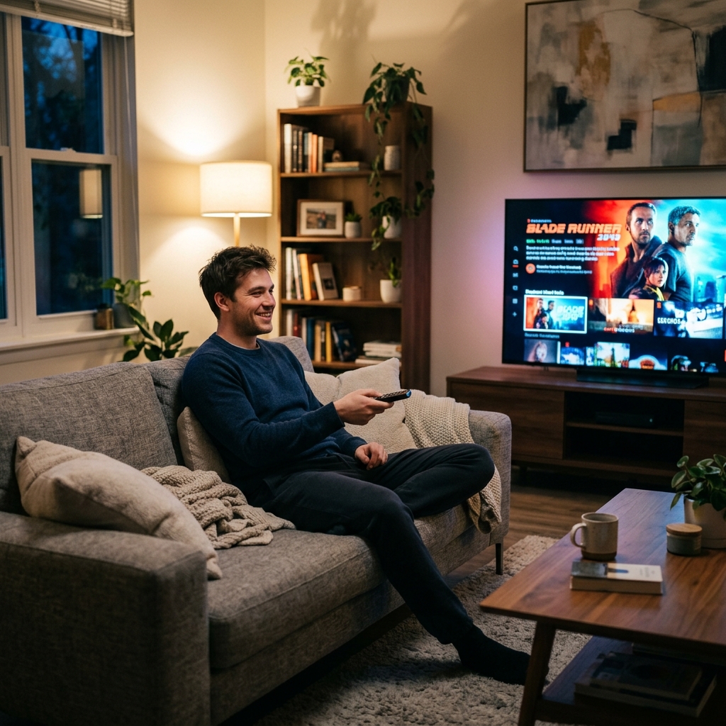 Man choosing Xcodes IPTV plan on TV